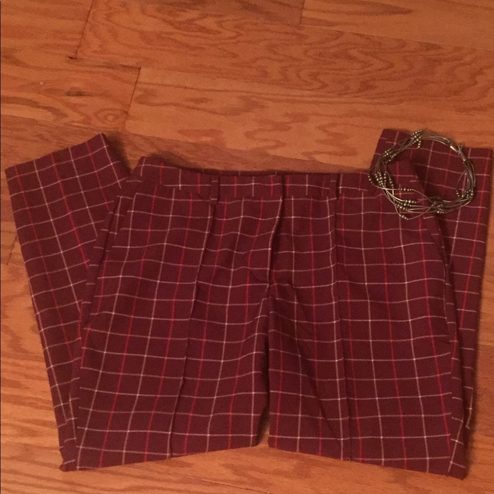Burgundy Plaid Career Pants | Cato